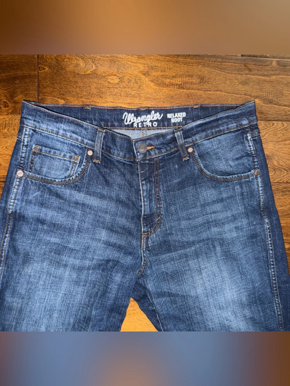 Wrangler Retro Relaxed Bootcut Men's Jeans 36x32 Dark Wash With Fading WRT20JH